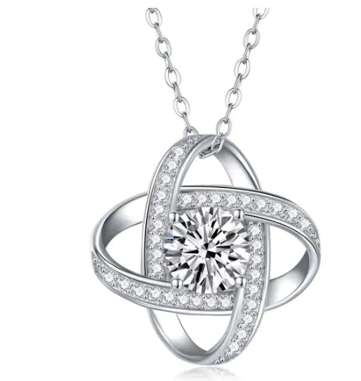 925 Silver Clover Necklace with Diamonds