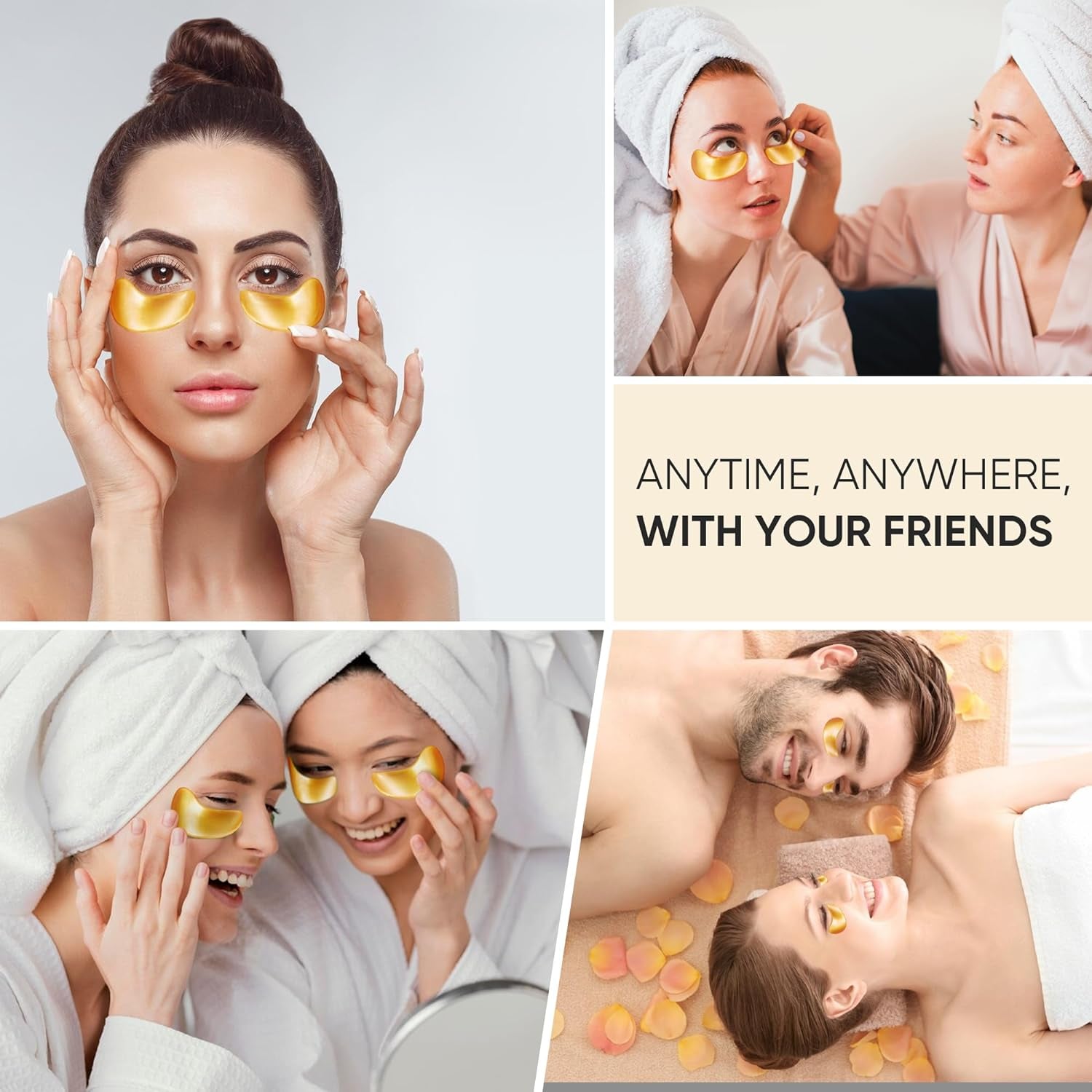 20Pcs/10 Pairs 24K Gold Eye Mask Collagen under Eye Mask Patches for Dark Circle Puffiness, Refresh, Revitalizing, Travel, Wrinkles, Eye Patches for Women Men