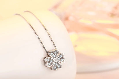 925 Silver Clover Necklace with Copper Pendant