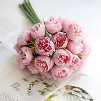 27-Head Tea Rose Bridal Bouquet for Home Decor