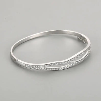 S925 Silver Double-Layer Cross Bracelet for Women