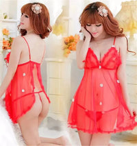 Plus Size Sheer Lace Lingerie Nightgown with Floral Design