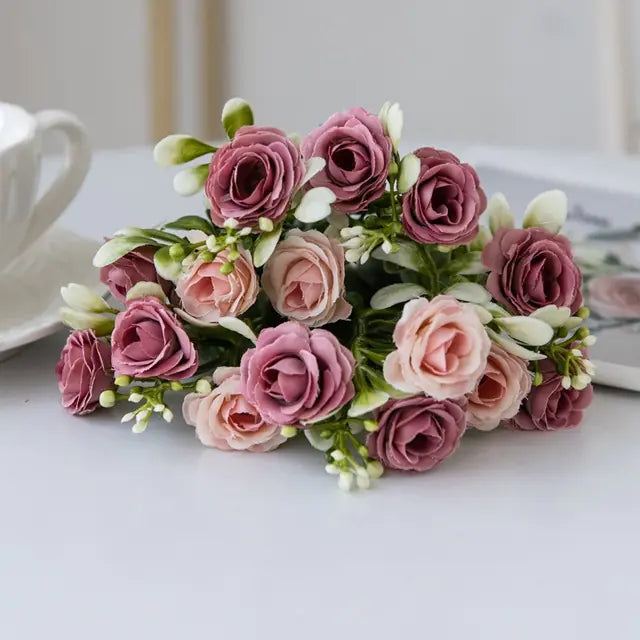 European 15-Piece Rose Bouquet for Home Decor
