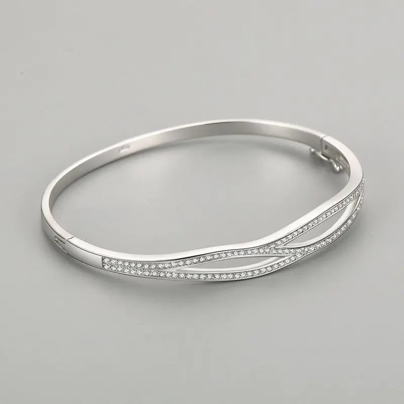 S925 Silver Double-Layer Cross Bracelet for Women