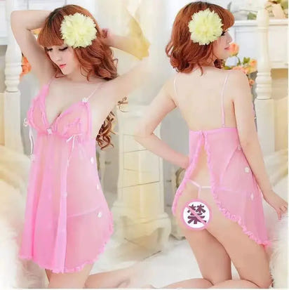 Plus Size Sheer Lace Lingerie Nightgown with Floral Design