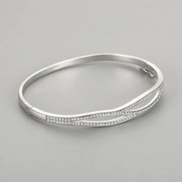 S925 Silver Double-Layer Cross Bracelet for Women