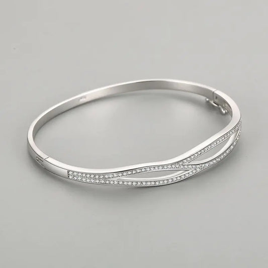 S925 Silver Double-Layer Cross Bracelet for Women