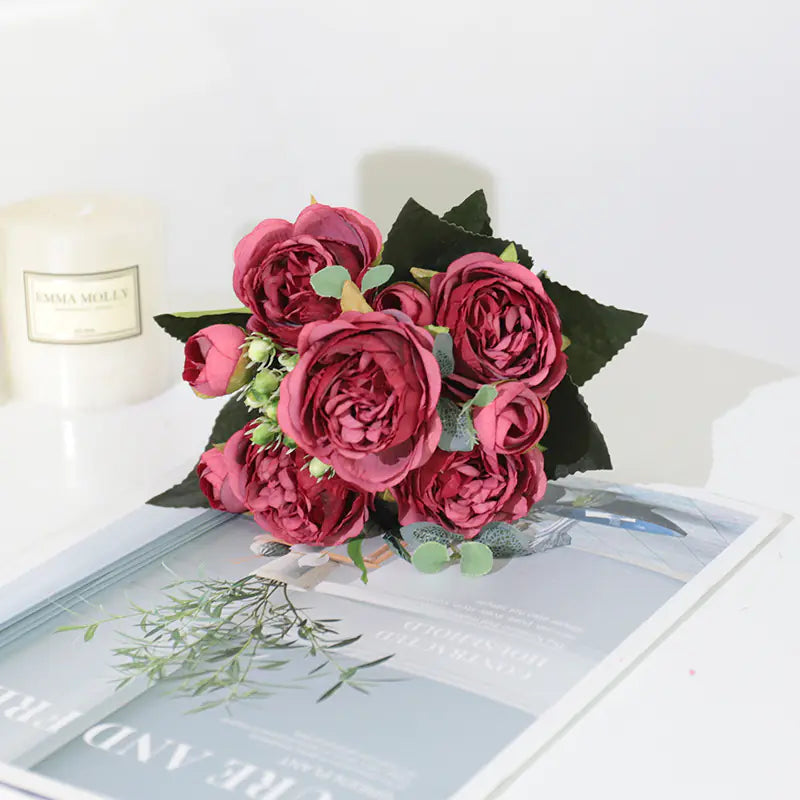 Artificial 5-Head Persian Rose Bouquet for Weddings