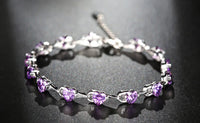 925 Sterling Silver Bracelet with Purple Diamonds