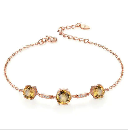 925 Silver Bracelet with Yellow Crystal and Diamonds