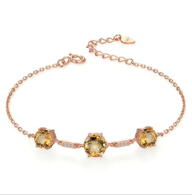925 Silver Bracelet with Yellow Crystal and Diamonds