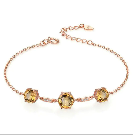 925 Silver Bracelet with Yellow Crystal and Diamonds