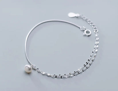 S925 Silver Double Layer Pearl Bracelet for Women