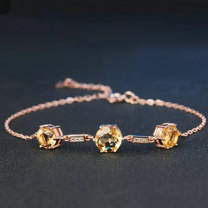 925 Silver Bracelet with Yellow Crystal and Diamonds