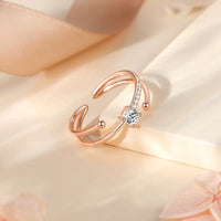 Double-layer Sterling Silver 925 Ring with Zircon Star