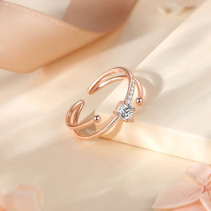 Double-layer Sterling Silver 925 Ring with Zircon Star