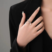 S925 Silver Double-layer Irregular Cross Pearl Ring