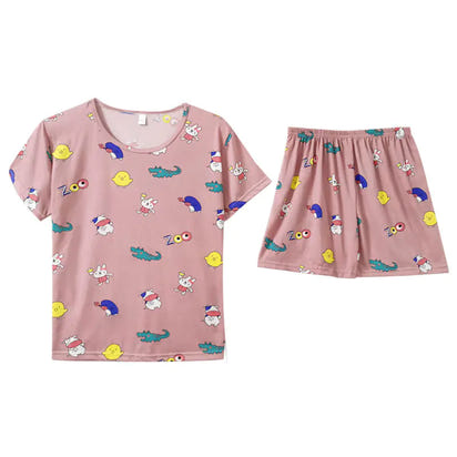 Cute Cartoon Crocodile Short Sleeve Pajama Set (2pcs)