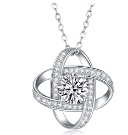 925 Silver Clover Necklace with Diamonds