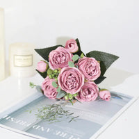 Artificial 5-Head Persian Rose Bouquet for Weddings