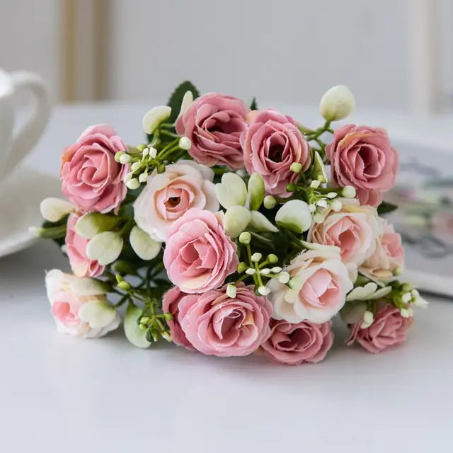 European 15-Piece Rose Bouquet for Home Decor