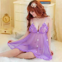 Plus Size Sheer Lace Lingerie Nightgown with Floral Design