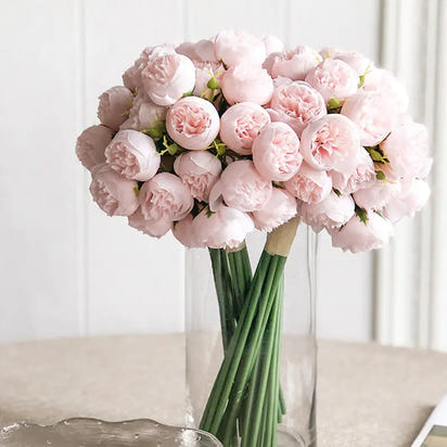 27-Head Tea Rose Bridal Bouquet for Home Decor