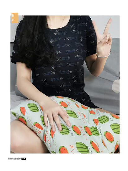 Cute Cartoon Crocodile Short Sleeve Pajama Set (2pcs)