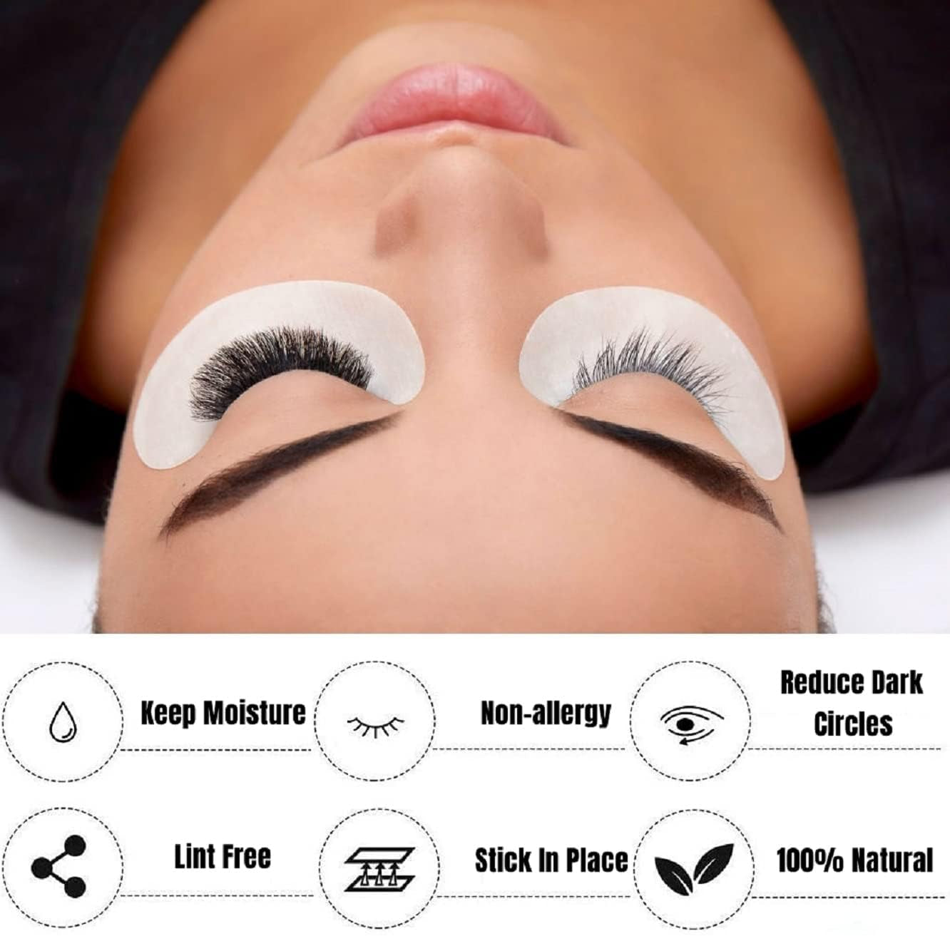 50 Pairs under Eye Gel Pads, Lint Free Skin Friendly under Eye Patches Lash Pads for Eyelash Extension Treatment