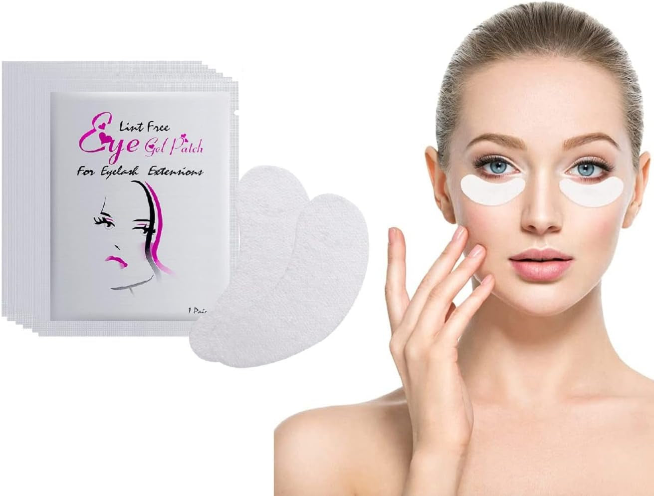 50 Pairs under Eye Gel Pads, Lint Free Skin Friendly under Eye Patches Lash Pads for Eyelash Extension Treatment