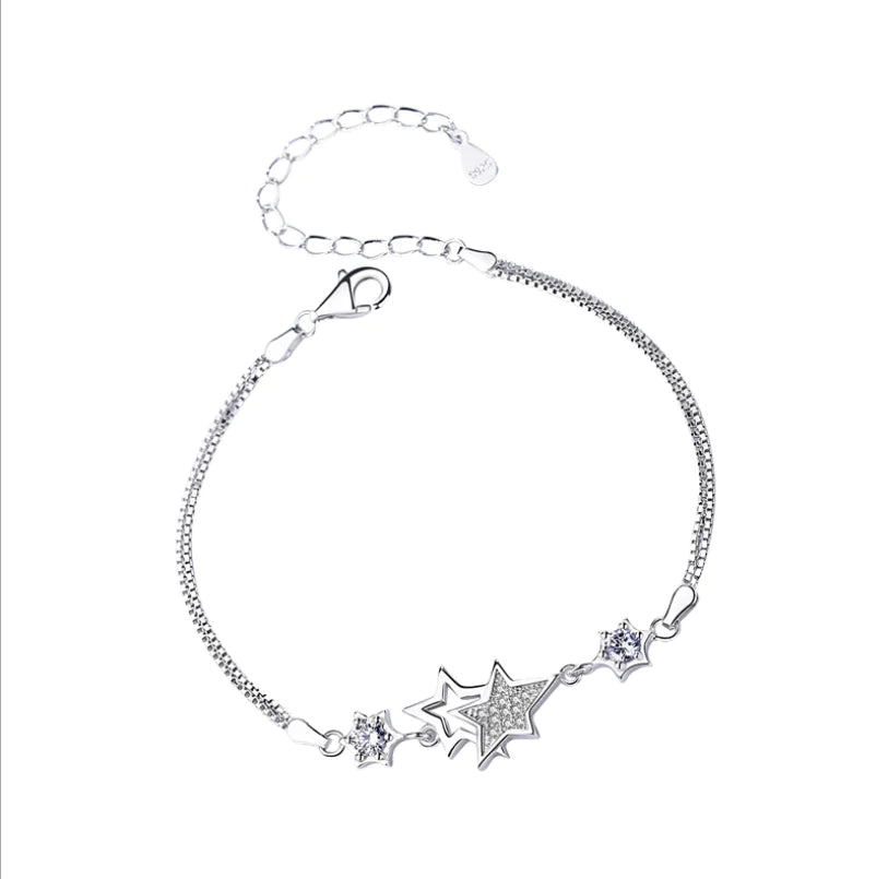 Damira 925 Sterling Silver Double Layer Star Bracelet