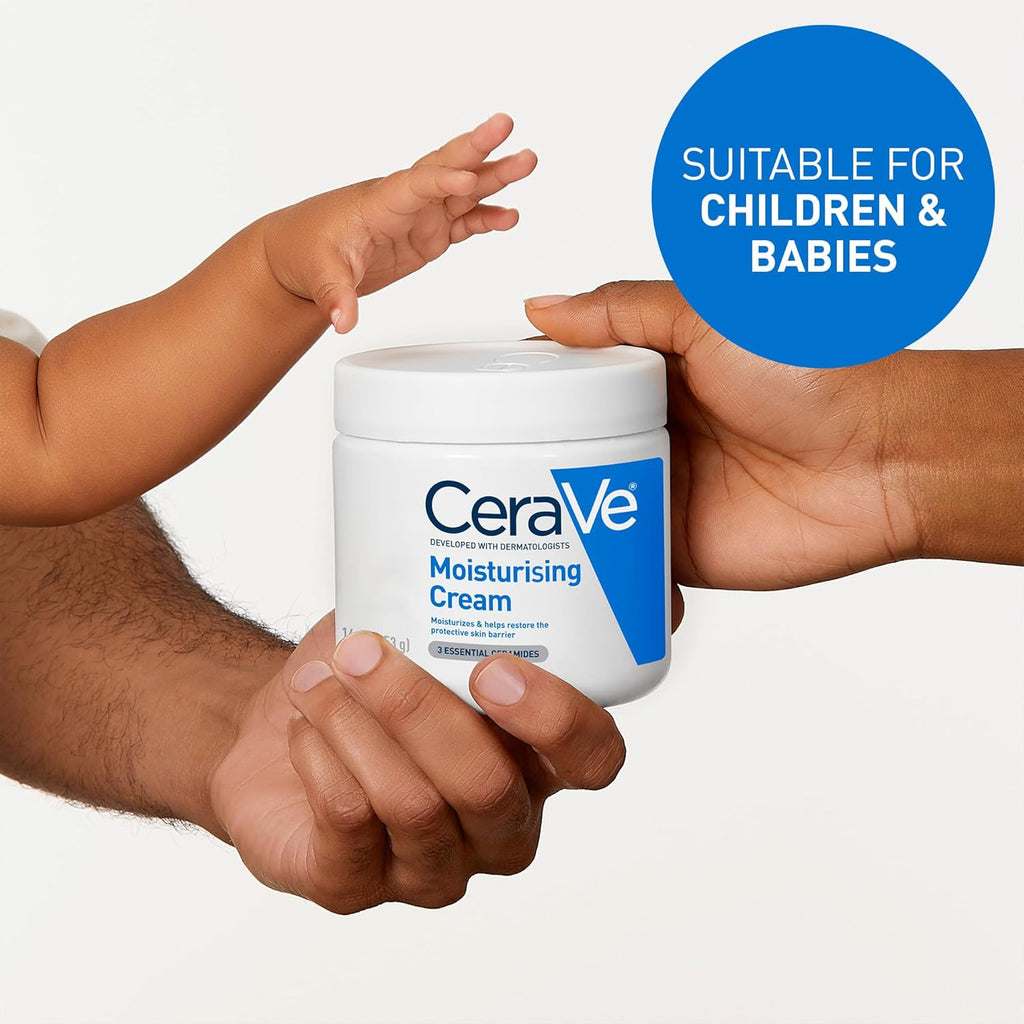 Moisturising Cream, Face & Body, with 3 Essential Ceramides & Hyaluronic Acid for Dry to Very Dry Skin, Developed with Dermatologists, Fragrance-Free, 454G/16Oz