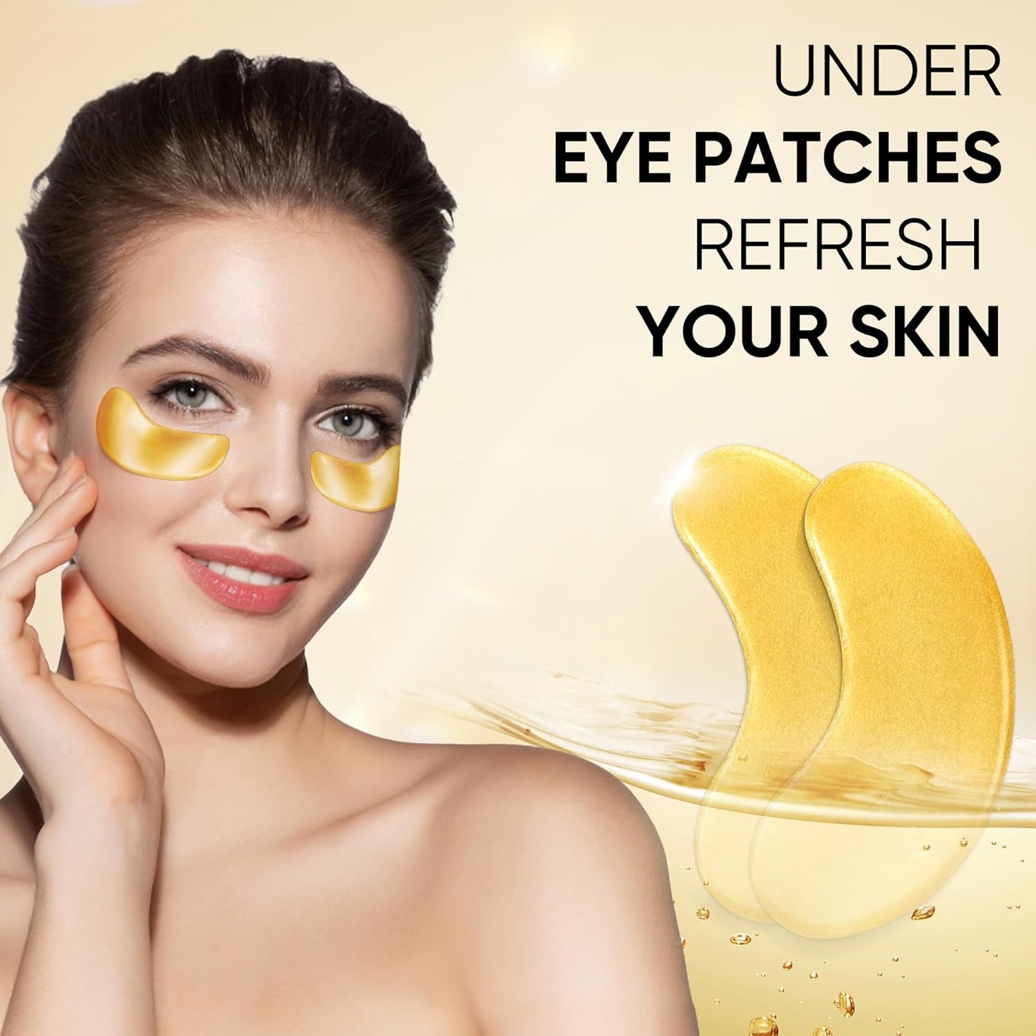 20Pcs/10 Pairs 24K Gold Eye Mask Collagen under Eye Mask Patches for Dark Circle Puffiness, Refresh, Revitalizing, Travel, Wrinkles, Eye Patches for Women Men