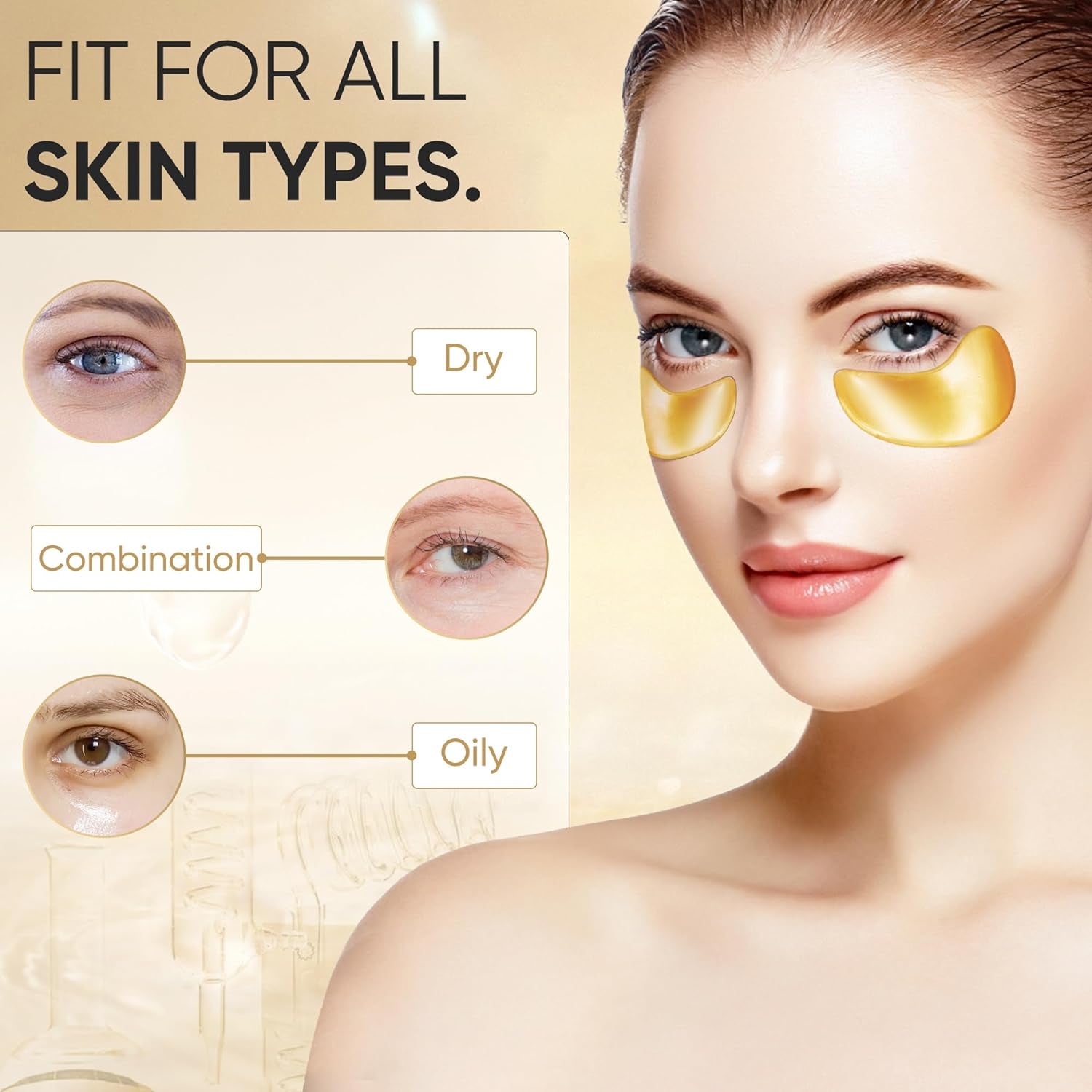 20Pcs/10 Pairs 24K Gold Eye Mask Collagen under Eye Mask Patches for Dark Circle Puffiness, Refresh, Revitalizing, Travel, Wrinkles, Eye Patches for Women Men