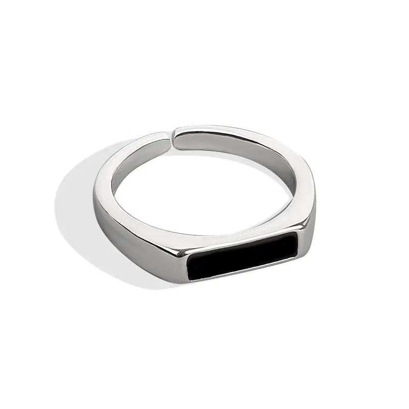 Sterling Silver Sleek Black Ring