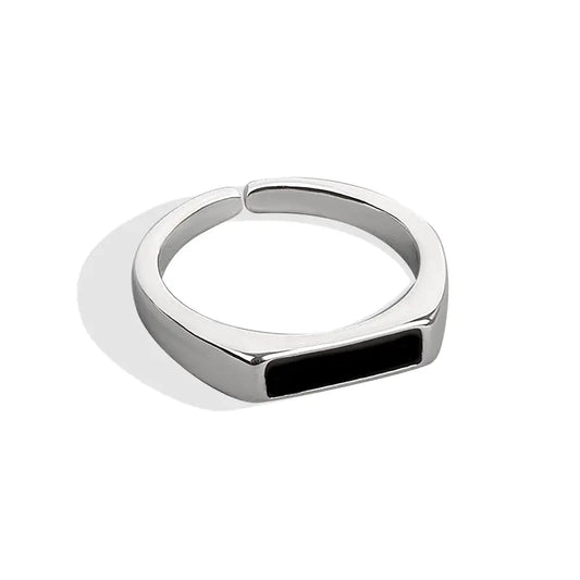 Sterling Silver Sleek Black Ring