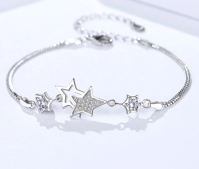 Damira 925 Sterling Silver Double Layer Star Bracelet