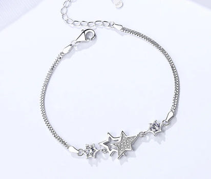 Damira 925 Sterling Silver Double Layer Star Bracelet