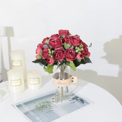 Artificial 5-Head Persian Rose Bouquet for Weddings