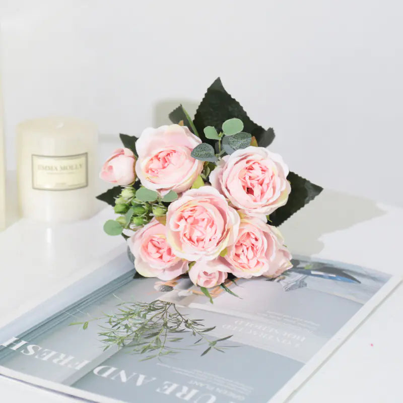 Artificial 5-Head Persian Rose Bouquet for Weddings